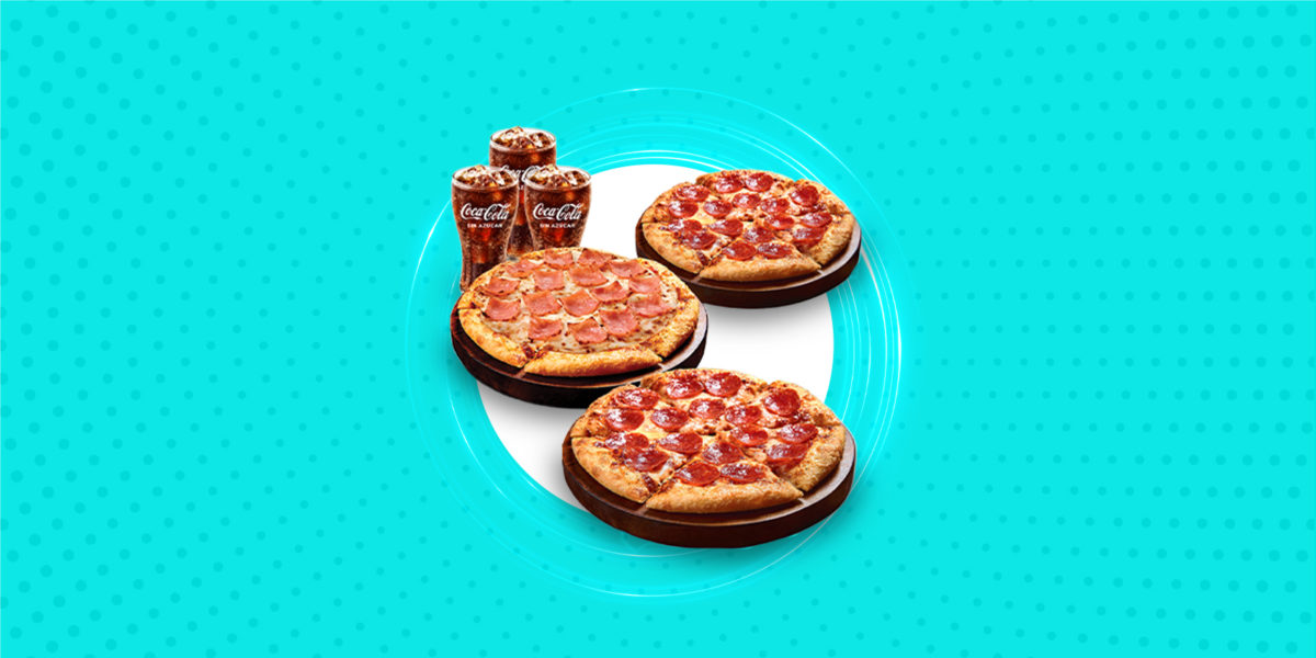 Pizza Hut - 3 Pizzas medianas (americana o pepperoni) + 3 Gaseosas regulares S/39.90