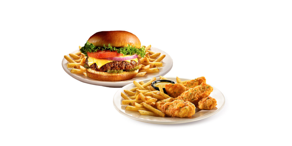 Fridays - Fridays Cheeseburger + Chicken fingers (Con papas fritas y Honey mustard) S/49.90