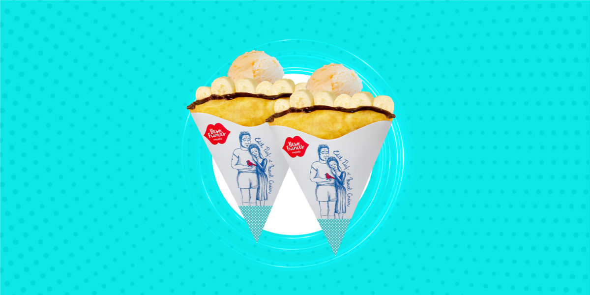 Beso Francés - 2 Crepes de Fudge + Plátano + Helado clásico de Vainilla. S/.36.00